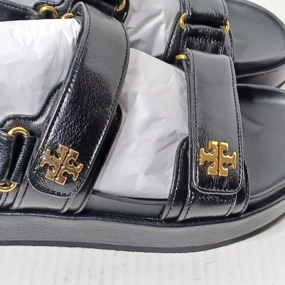 Tory Burch Platform Sandals Womens 8 Black Kira Sport Goat Leather Dust Bag - Picture 6 of 13